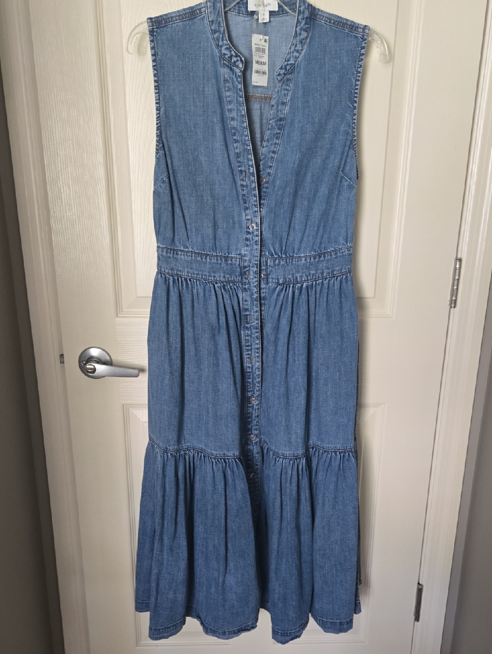 Sleeveless Denim Midi Dress - Blue